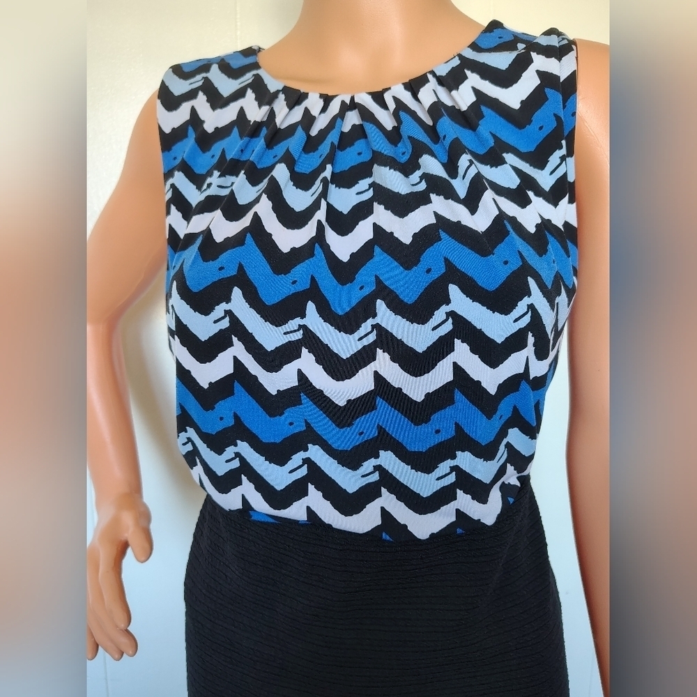 Calvin Klein Blue and Black Chevron Blouse Size S